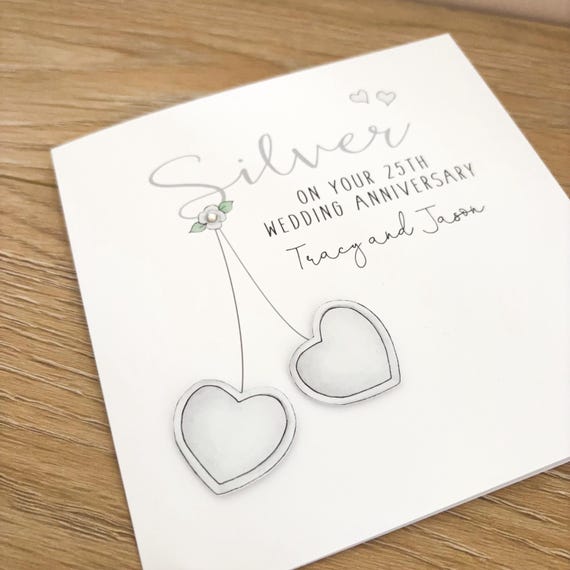 White Cotton Cards Silberhochzeit-Karte – 22x22 Cm, Handgemacht, Mit Strass, Für Ehefrau
