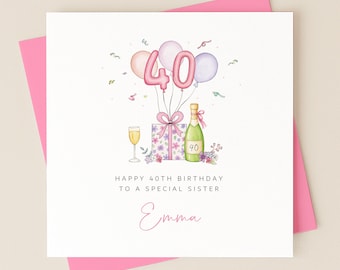 Personalised 40th Birthday Card For Friend Daughter Sister Niece