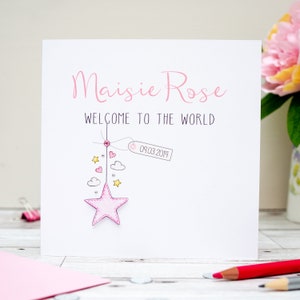 Personalised Baby Girl Card - New Baby Girl Card - Star Baby Card - New Baby Cards