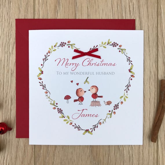 Wife Boyfriend Husband Handmade Personalised Couple Christmas Card
