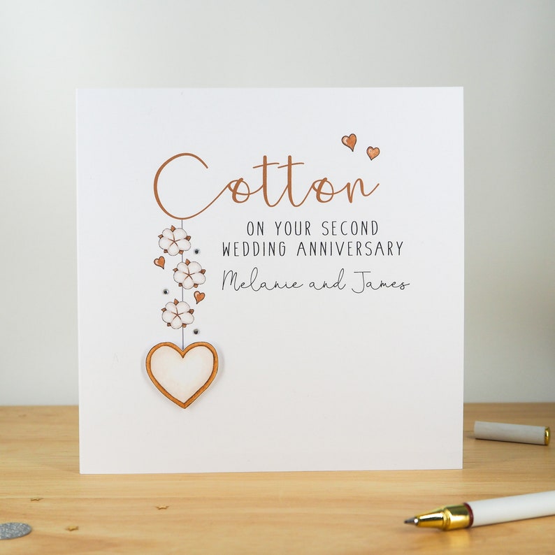 Personalised Cotton Wedding Anniversary Card 2nd Anniversary Etsy