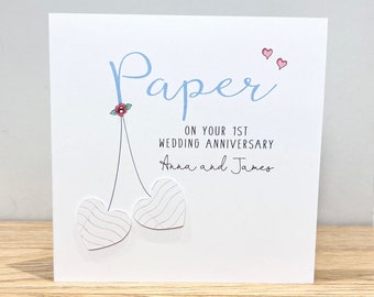 Personalised 1st Wedding Anniversary Card For A Paper Anniversary