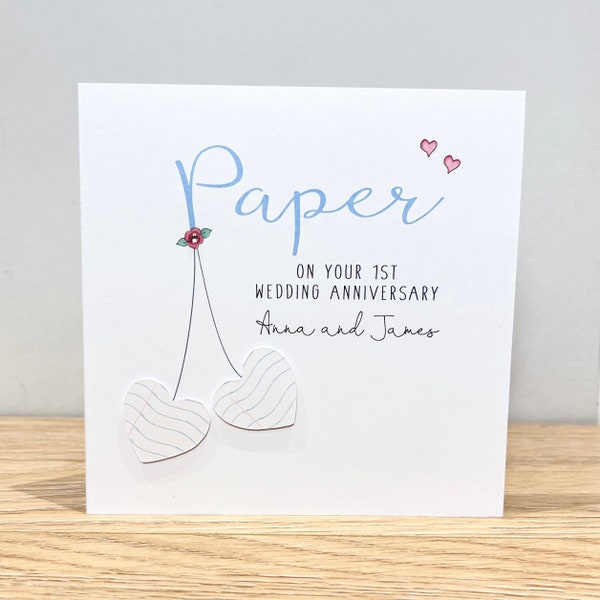 Personalised 1st Anniversary Card - Personalised Paper Wedding Anniversary Card