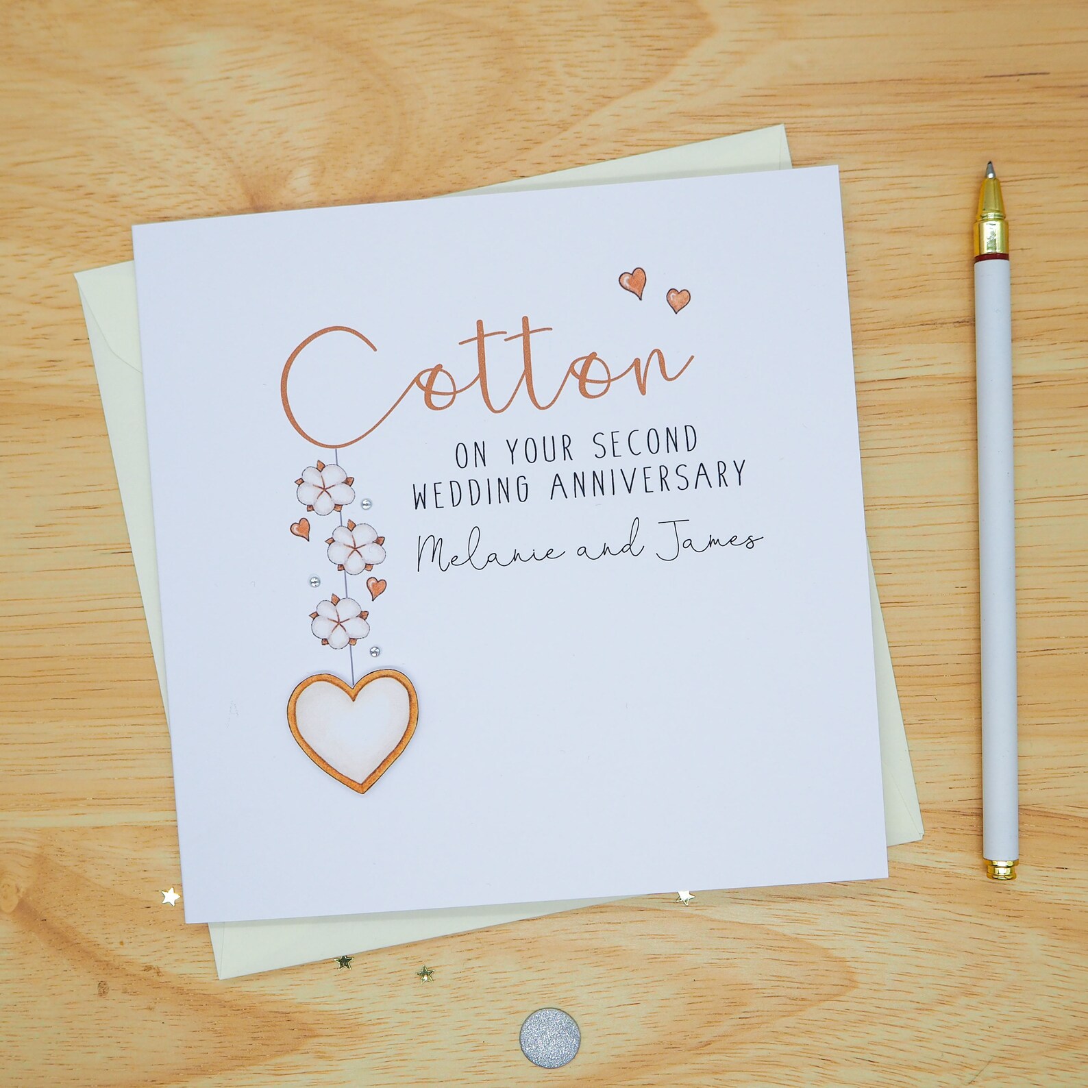 Personalised Cotton Wedding Anniversary Card 2nd Anniversary Etsy