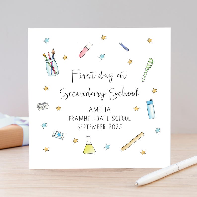 Personalised First day at Secondary school card - High School Keepsake image 1
