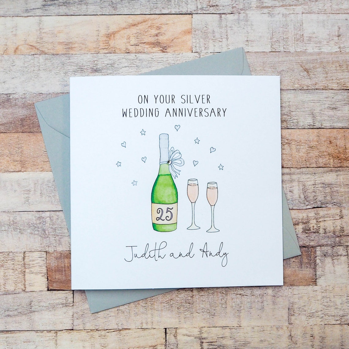 Personalised Silver Wedding Anniversary Card Silver - Etsy UK