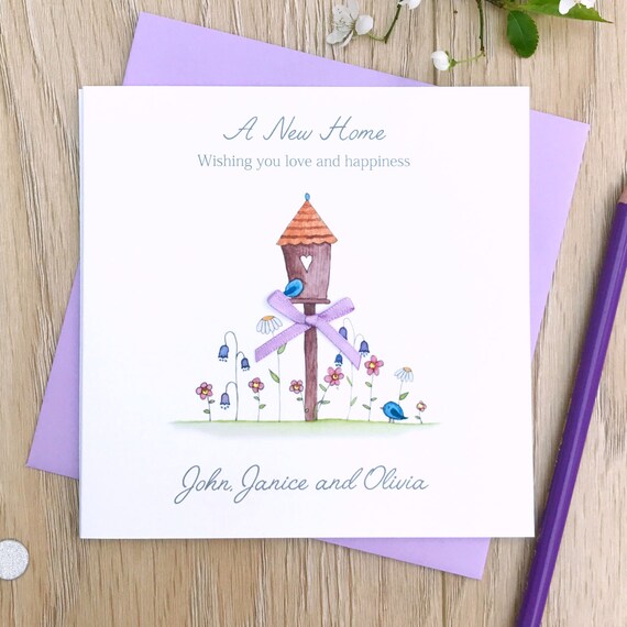 PERSONALISED Handmade Card NEW HOME Birds