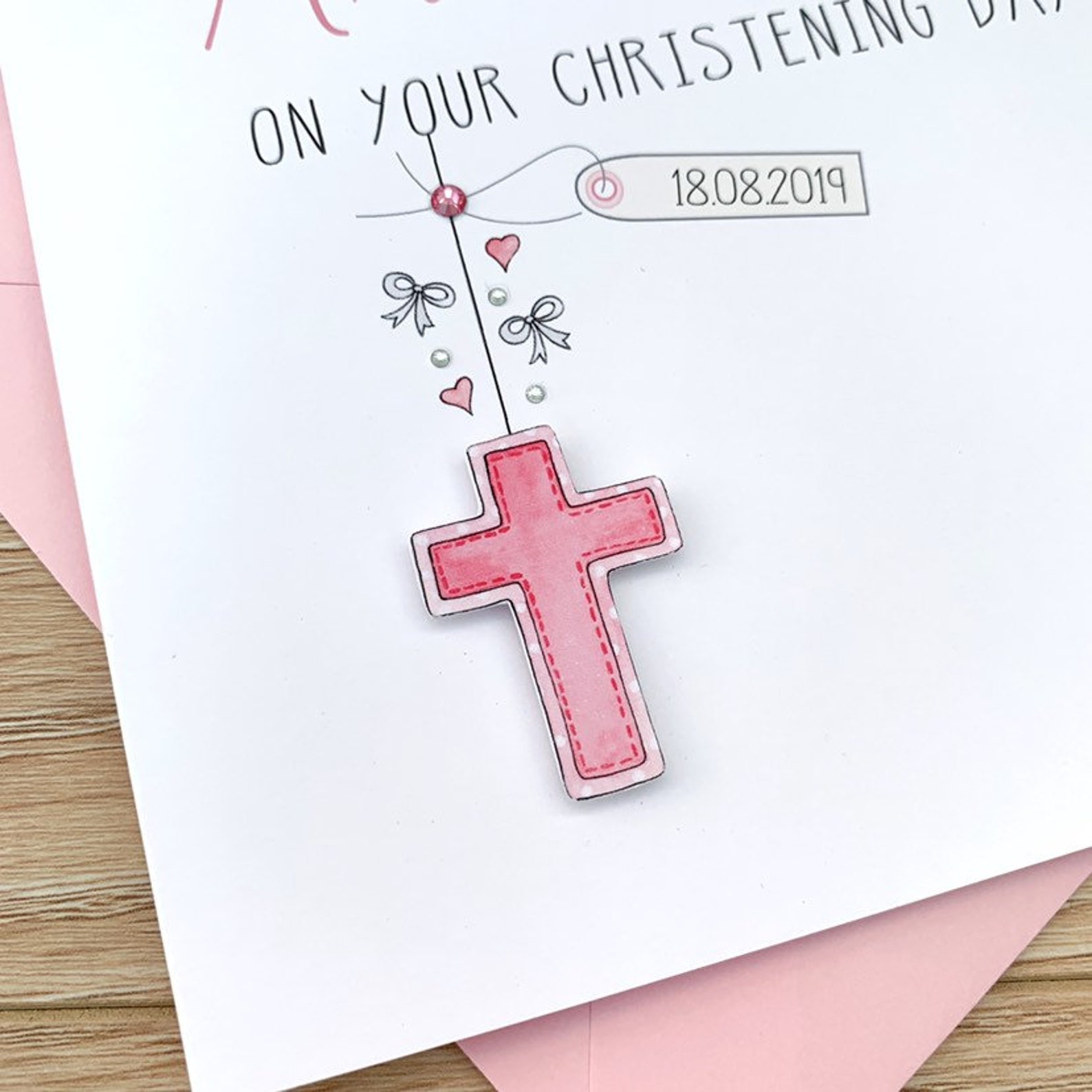 Handmade Personalised Christening Card Girls Christening Etsy