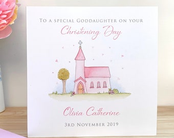 Personalised Handmade Christening Card - Goddaughter Christening Card - Daughter Christening Card - Granddaughter Christening Card