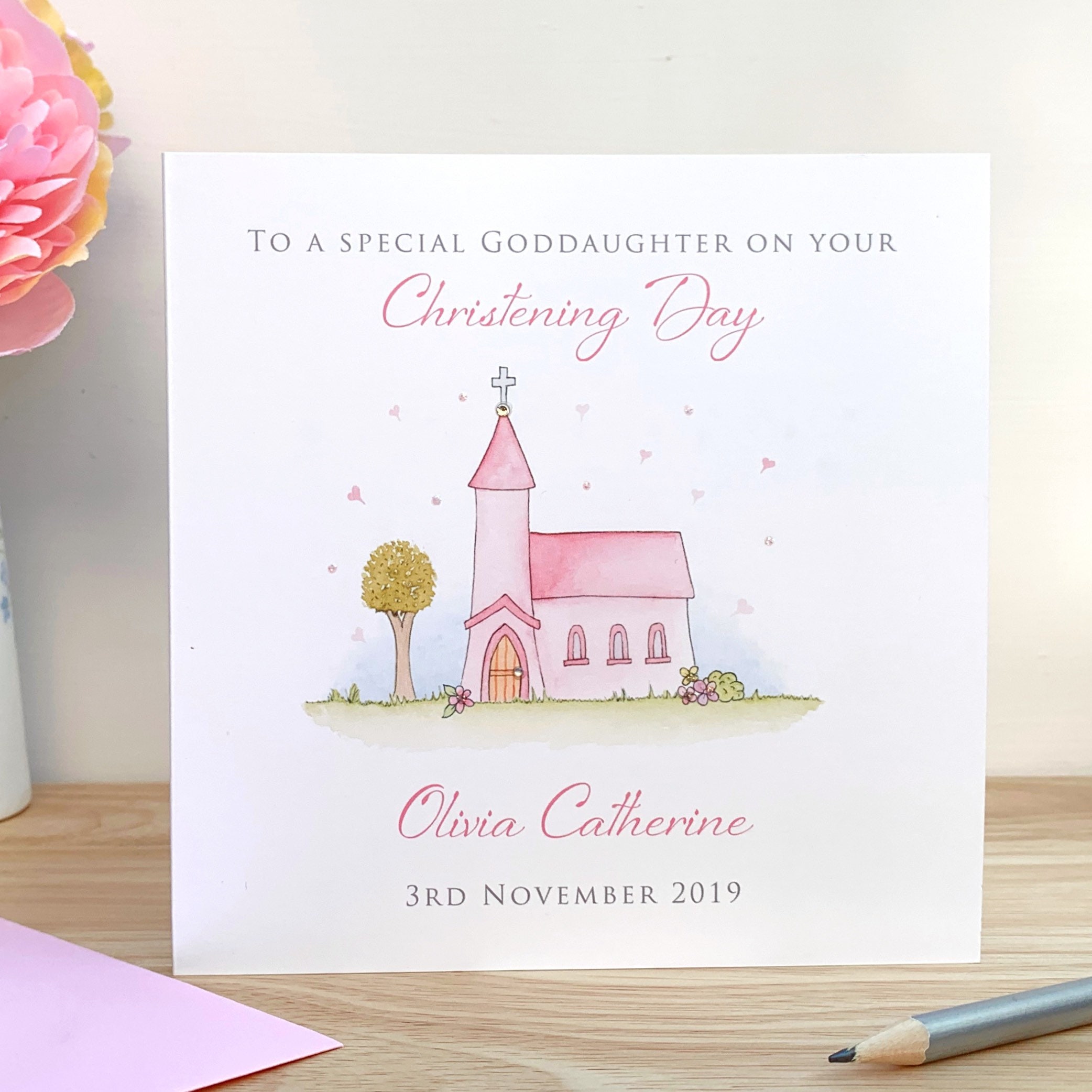 Personalised Handmade Christening Card Goddaughter Etsy UK