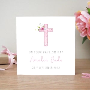 Personalised Baptism Card For A Girl - Girls Baptism Card - Baptism Day Cards for Girls