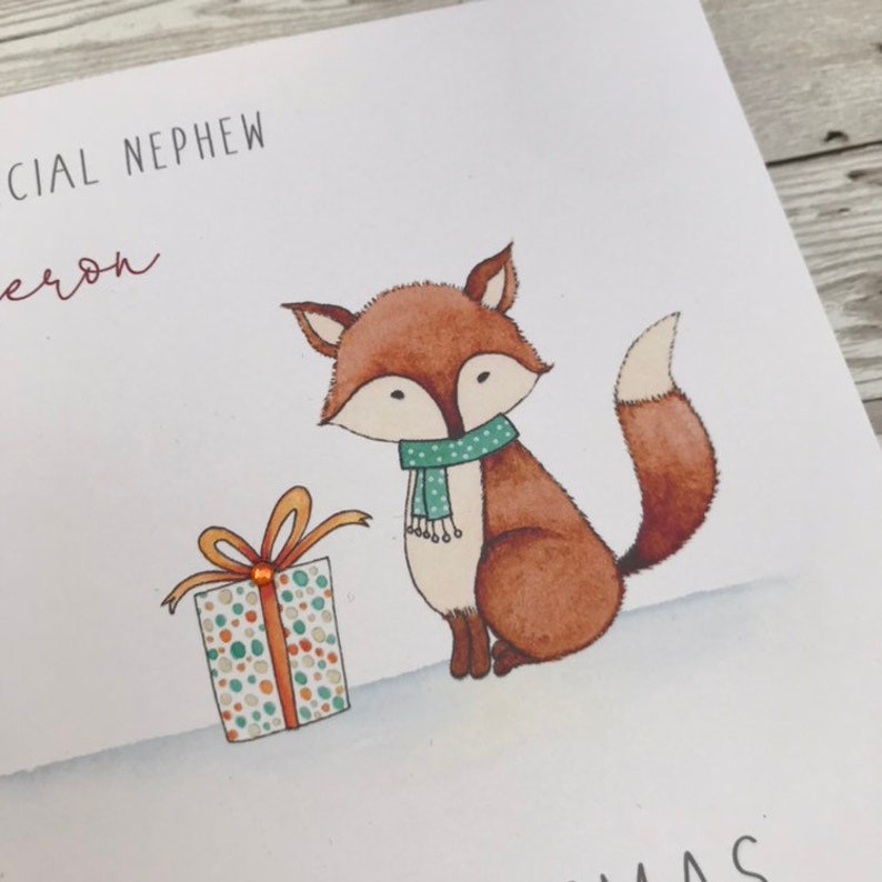 Personalised Christmas Card Fox Christmas Card Childrens Etsy