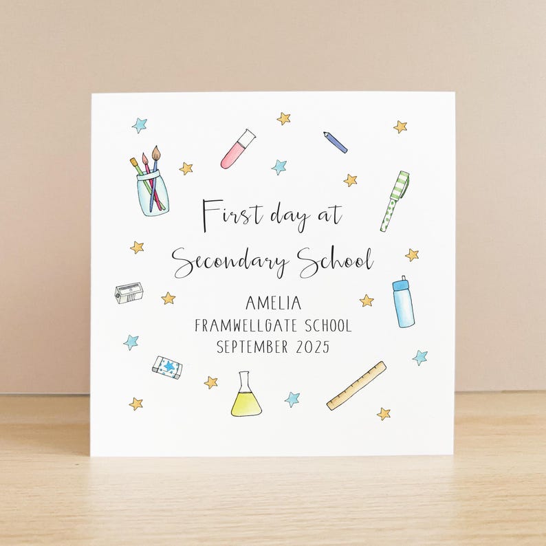 Personalised First day at Secondary school card - High School Keepsake image 3