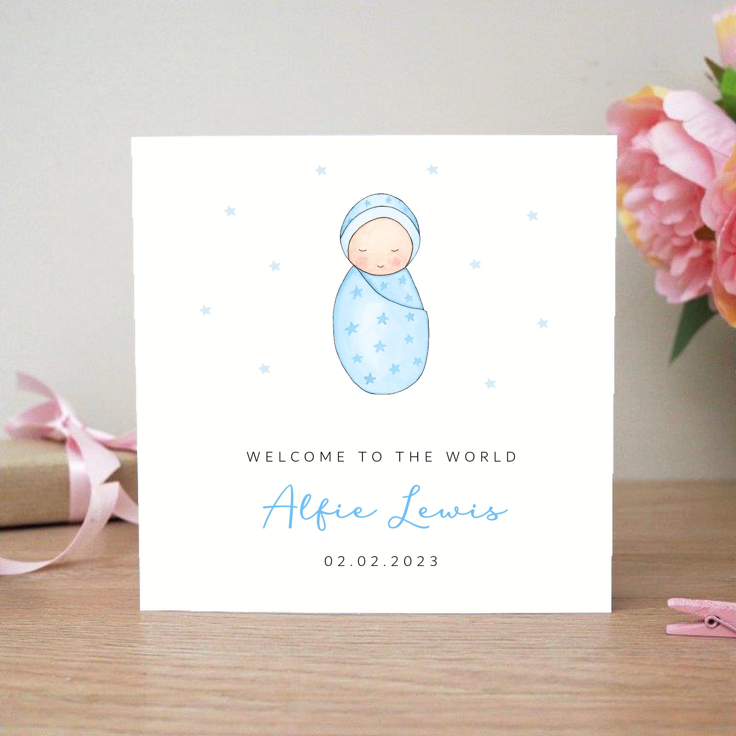 Personalised New Baby Boy Card New Baby Cards Personalised Etsy UK