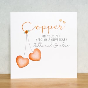 Personalised 7th Wedding Anniversary Card - Copper Anniversary Card - 7th Anniversary Card