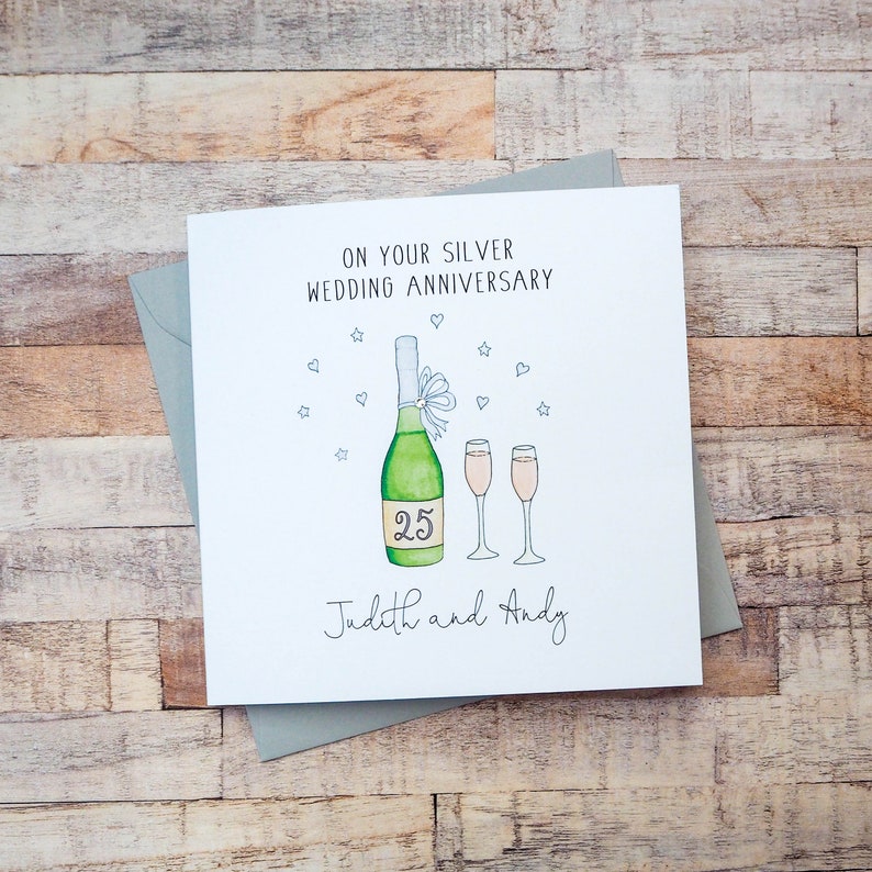 Personalised Silver Wedding Anniversary Card Silver | Etsy UK