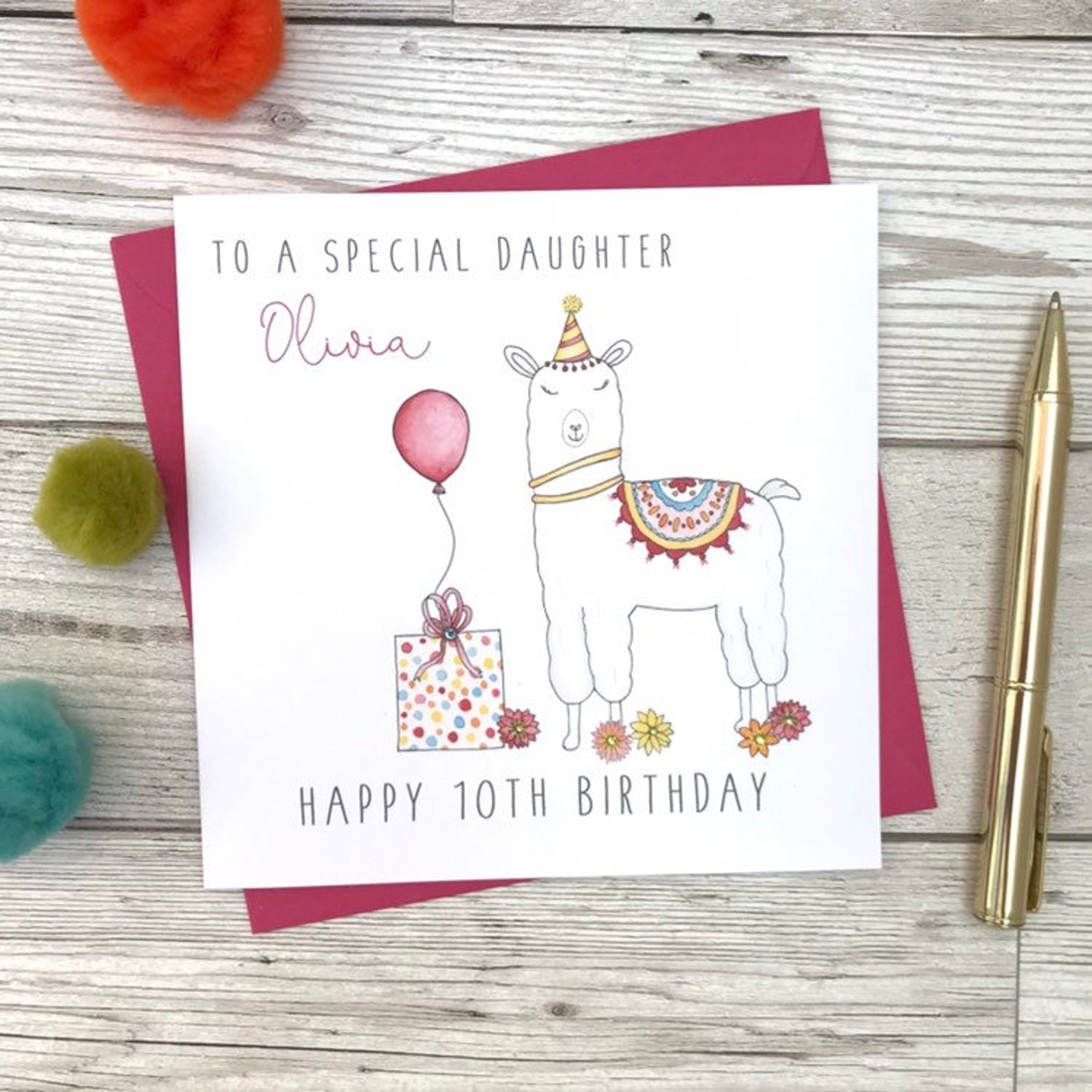 Personalised Llama Birthday Card Girls Birthday Card Llama - Etsy