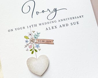 Personalised 14th Wedding Anniversary Card For An Ivory Anniversary