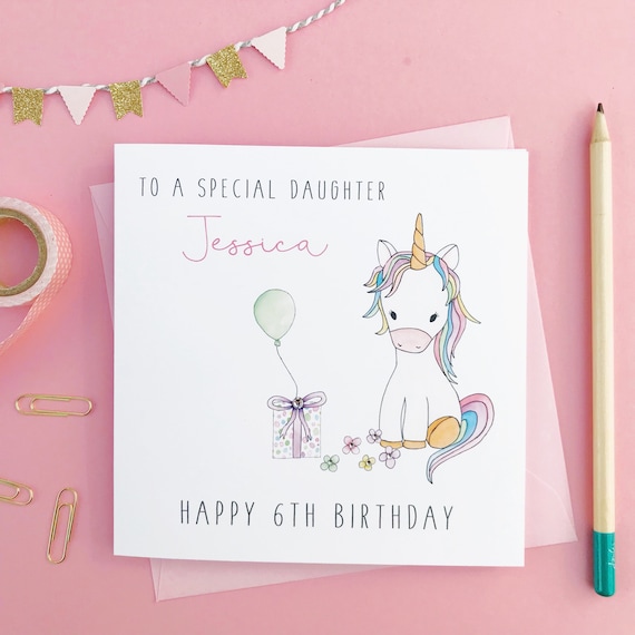 1 Charm Any Age 5 Daughter// Grandaughter Personalised Birthday Card 4 3 2