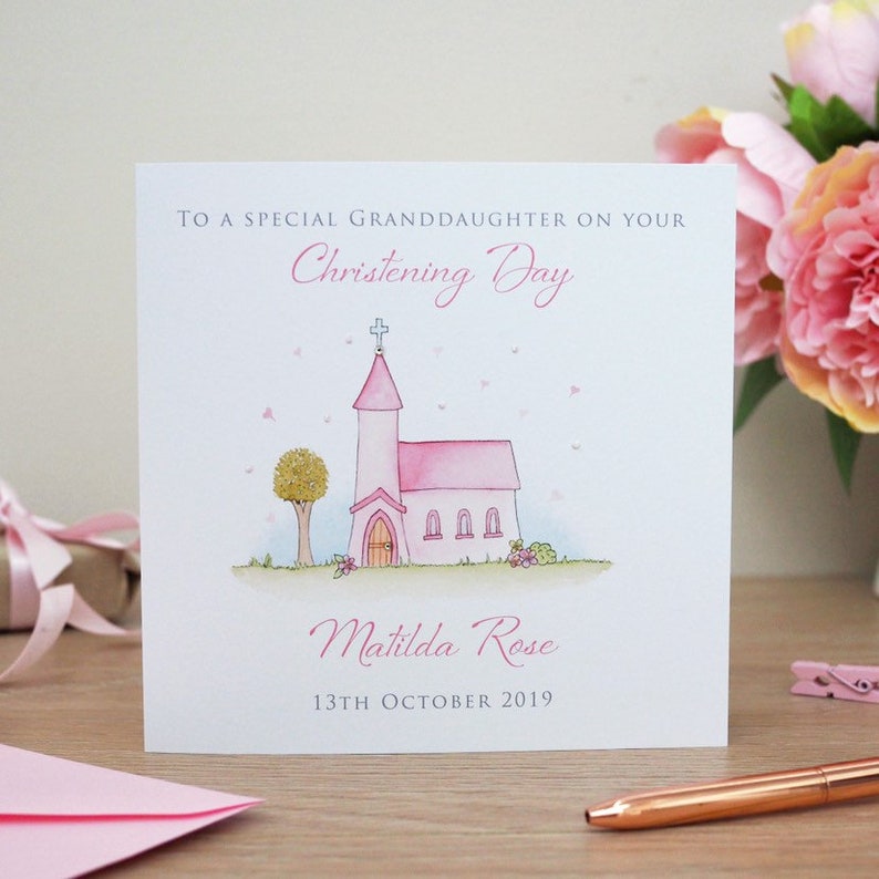 Personalised Handmade Christening Card Goddaughter Christening Card Daughter Christening Card Granddaughter Christening Card image 2