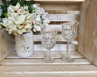 Vintage Pair Of Homco Glass Tulip Votive Candle Holders