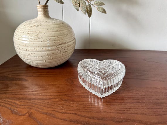 Vintage Mikasa “Tender Love” Heart-Shaped Lead Crystal Lidded Trinket Box