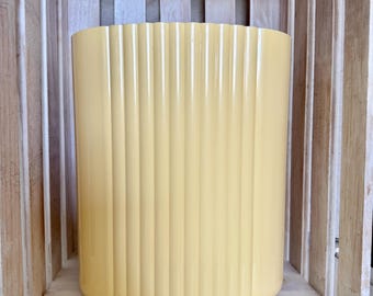 Vintage 1980s Sally Designs Ribbed Yellow Plastic Oval Wastebasket