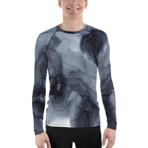 Dark Ripple Men&#39;s Rash Guard, UPF 50+ SUN PROTECTION Shirt, Fishing Shirt, Swimwear, Performance Shirts, Athletic Shirt, Long Sleeve Tee