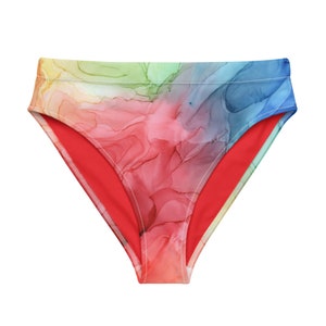 Slip bikini a vita alta Rainbow Pop, bikini estivo, vacanza al mare, costume da bagno a vita alta, costume da bagno a vita alta,