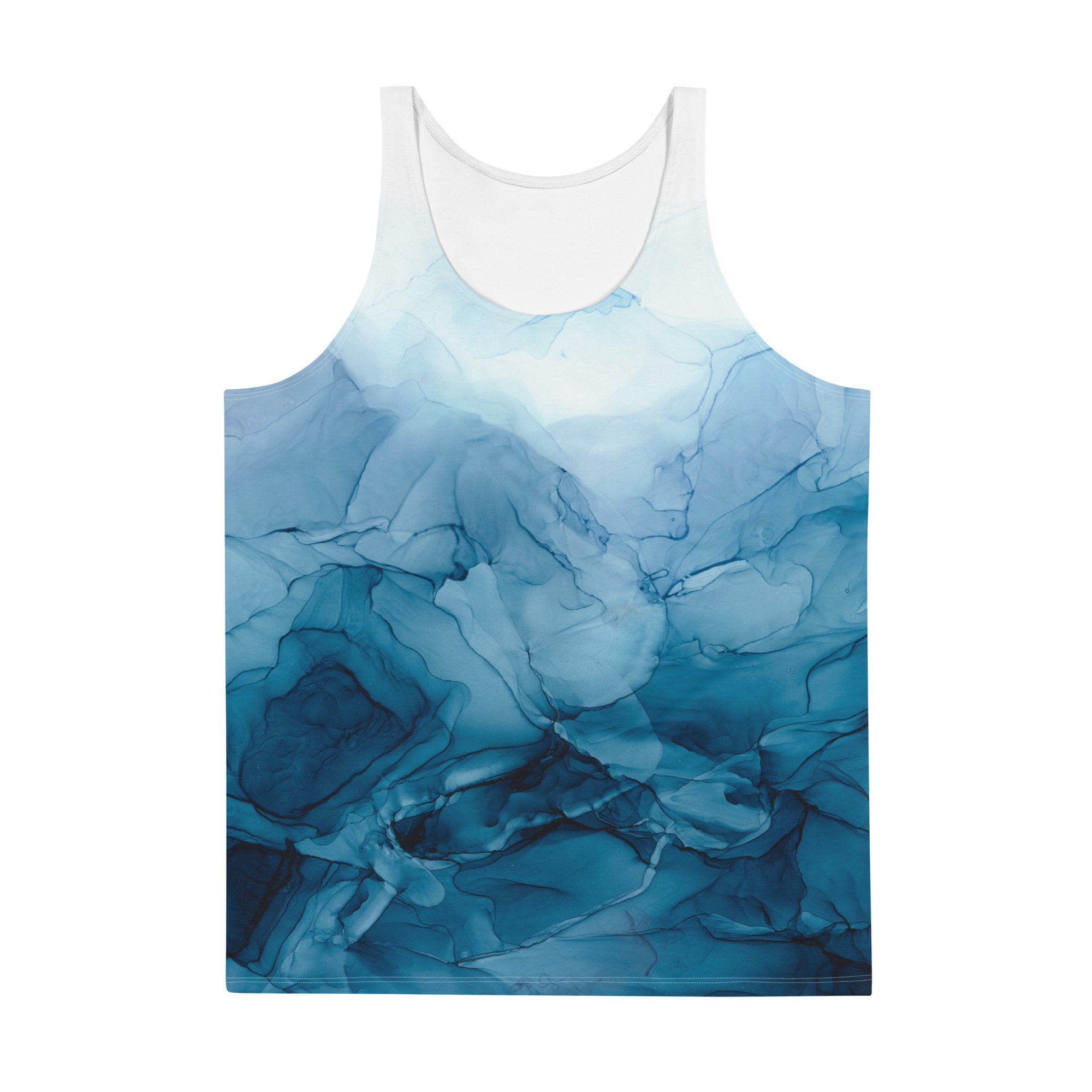 Ocean Tides Blue Men's/ Unisex Tank Top, Marble Abstract Pattern, Gym Wear, Workout Shirt, Lounge Wear, Colorful Clothing
