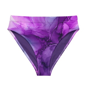 Purple Power High Waisted Bikini Bottom, summer bikini, ocean vacation, high-rise swimsuit, high-rise bathing suit,
