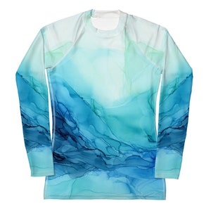 Oceana Aqua Women&#39;s Rash Guard, UPF 50+ SUN PROTECTION Shirt, Fishing Shirt, Swimwear, Performance Shirts, Athletic Shirt, Long Sleeve Tee