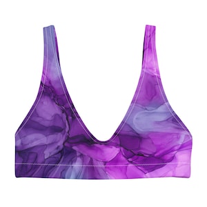 Purple Power Bikini Top, summer bikini, ocean vacation, high-rise swimsuit, high-rise bathing suit,