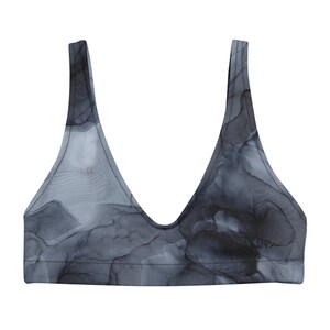 Dark Ripple Bikini Top, summer bikini, ocean vacation, high-rise swimsuit, high-rise bathing suit,