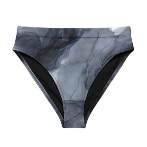 Dark Ripple High Waisted Bikini Bottom, summer bikini, ocean vacation, high-rise swimsuit, high-rise bathing suit,