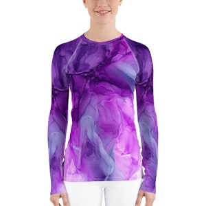 Purple Power Women&#39;s Rash Guard, UPF 50+ SUN PROTECTION Shirt, Fishing Shirt, Swimwear, Performance Shirts, Athletic Shirt, Long Sleeve Tee