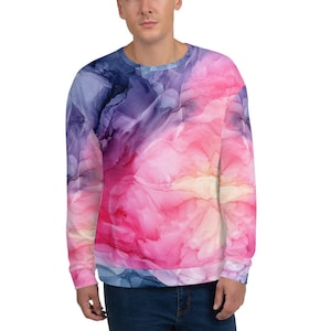 Sunset Fire Unisex Crewneck Sweatshirt, Marmer Abstract Patroon Lounge Wear