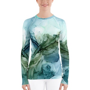 Koszulka Rash Guard dla kobiet Natura, UPF 50+ SUN PROTECTION, Koszulka wędkarska, Strój kąpielowy, Koszulki sportowe, Koszulka sportowa, Koszulka z długim rękawem