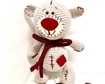 Crochet Cherry Teddy bear old fashioned Teddy kids gifts ideas baby shower home decor interior design boys girls Amigurumi Teddy bear cute