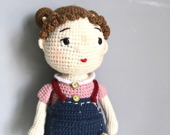 Crochet cute doll with crochet bunny toy 17" tall