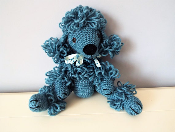 Blue poodle puppy Crochet poodle Amigurumi puppy dog Home decor Kids Boys Girls Baby shower Gift idea Crochet animals Dolls Knitted dog
