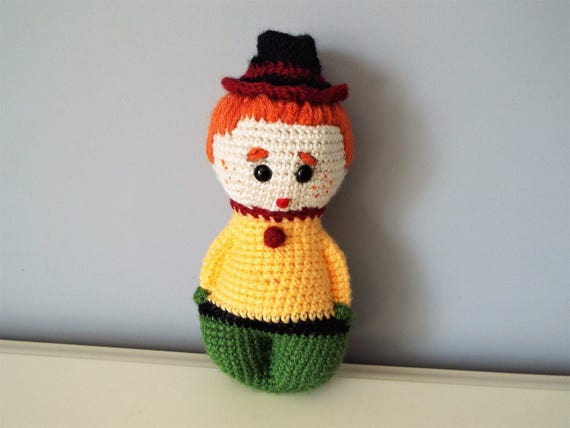 Crochet cute boy doll Amigurumi Baby shower Gift ideas Kids Boys Girls Interior decoration Home decor Soft doll Reddish hair knitted doll