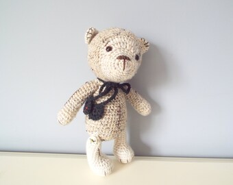 Handmade crochet Teddy bear Amigurumi doll Home decor Baby shower Gift ideas Kids Boys Girls Old-fashioned style teddy bear toy  Tweed bear