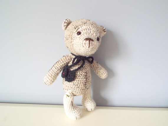 Handmade crochet Teddy bear Amigurumi doll Home decor Baby shower Gift ideas Kids Boys Girls Old-fashioned style teddy bear toy Tweed bear