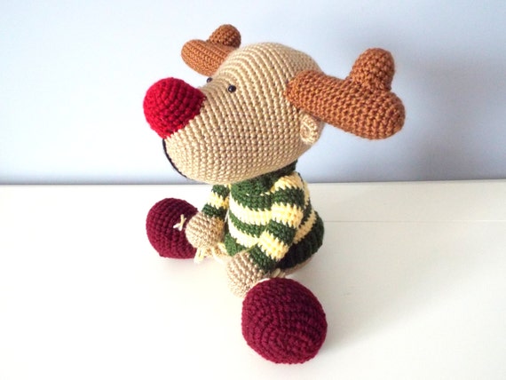 Crochet reindeer amigurumi forest stuffed animals home decor knitted reindeer kids baby shower gift ideas boys girls crochet dolls clowndeer
