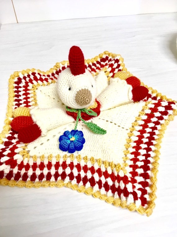 Crochet colorful rooster baby toy amigurumi with teethers home decor nursery decor baby shower gifts idea beautiful gift small blanket cute