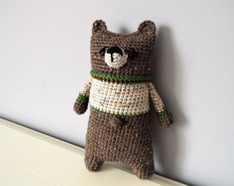 Crochet bear Amigurumi bear Lazybones Doll Kids Boys Girls Baby shower Gift idea Interior decorations Home decor Brown bear Cute bear doll