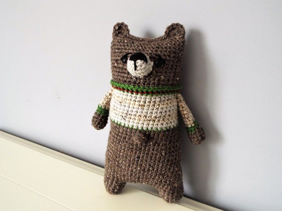 Crochet bear Amigurumi bear Lazybones Doll Kids Boys Girls Baby shower Gift idea Interior decorations Home decor Brown bear Cute bear doll