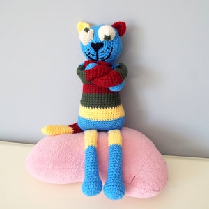 Crochet colorful happy cat kids amigurumi stuffed animals gift ideas home decor knitted dolls baby shower boys girls handmade toy cat dolls