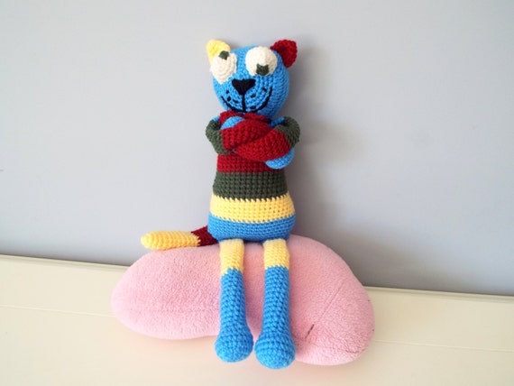 Crochet colorful happy cat kids amigurumi stuffed animals gift ideas home decor knitted dolls baby shower boys girls handmade toy cat dolls